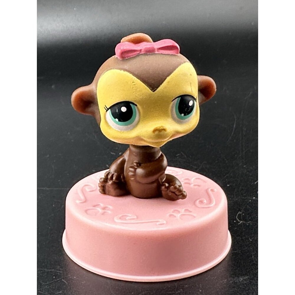 Littlest Pet Shop LPS Girl Monkey‎ With Bow 2006 McDonalds Happy Meal Toy #158